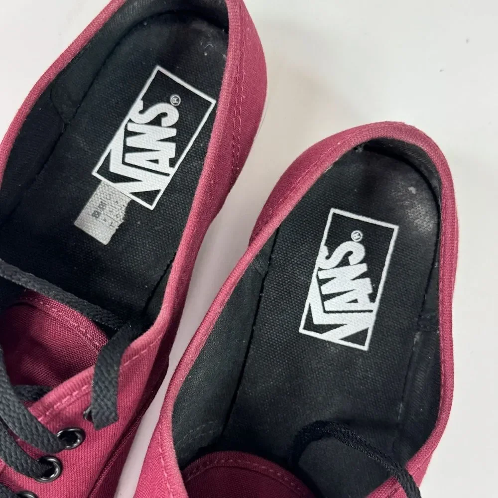 Vans Authentic Canvas Low Top Lace Up Sneakers Burgundy Red 8‎ Men 9.5 Women